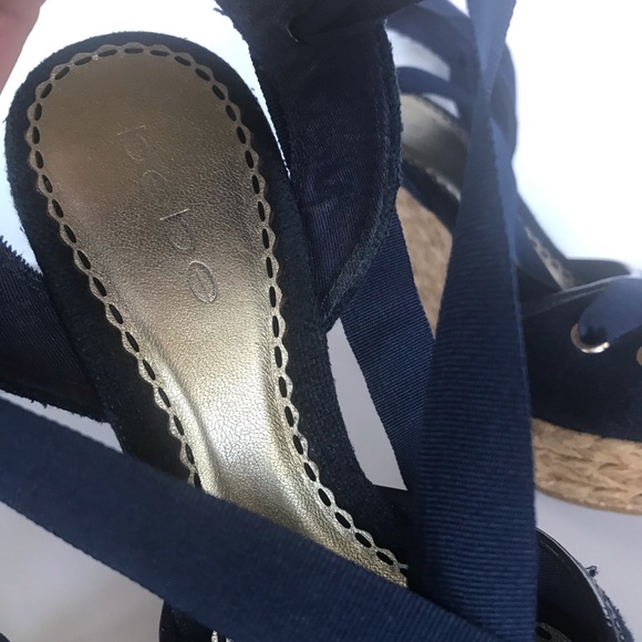 Bebe Espadrilles Navy Blue Sandals Nautical Summer Always in Style 6B - Picture 2 of 6